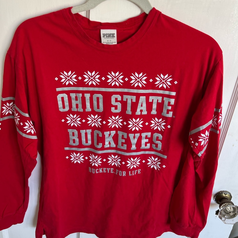 PINK Victoria's Secret Ohio State Snowflake Long Sleeve